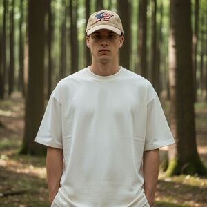 Classic Tan Cap with Embroidered Flag